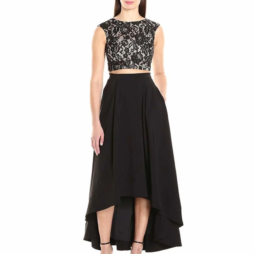 Aidan Mattox - Aidan by MN1E200681 Two Piece Lace High Low A-line Gown-Size6-NWT